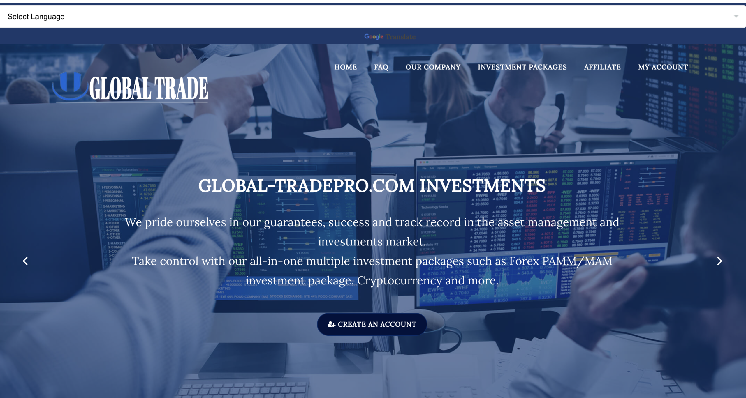Global-tradepro.com trading platform overview.