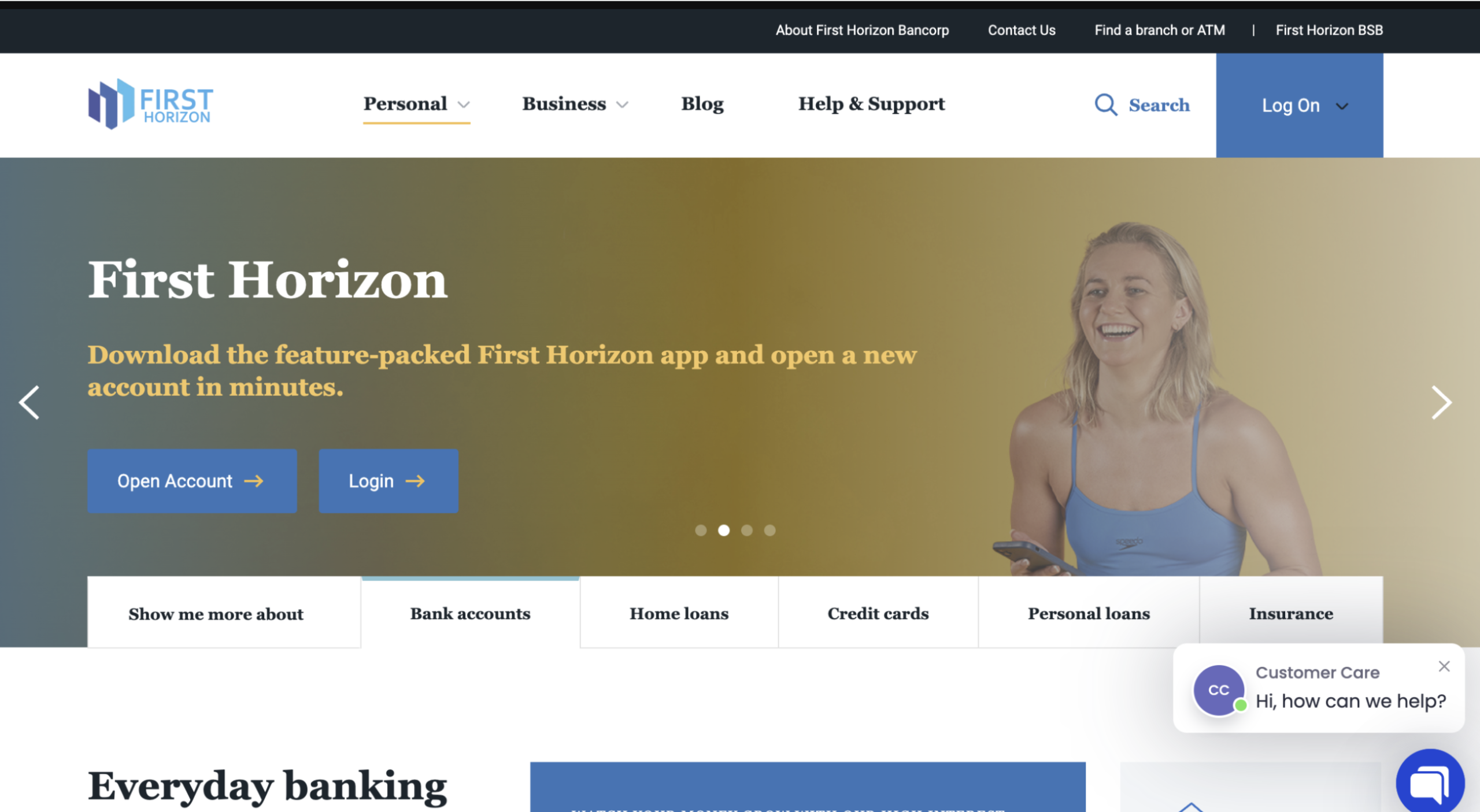 First Horizons First Horizons app interface