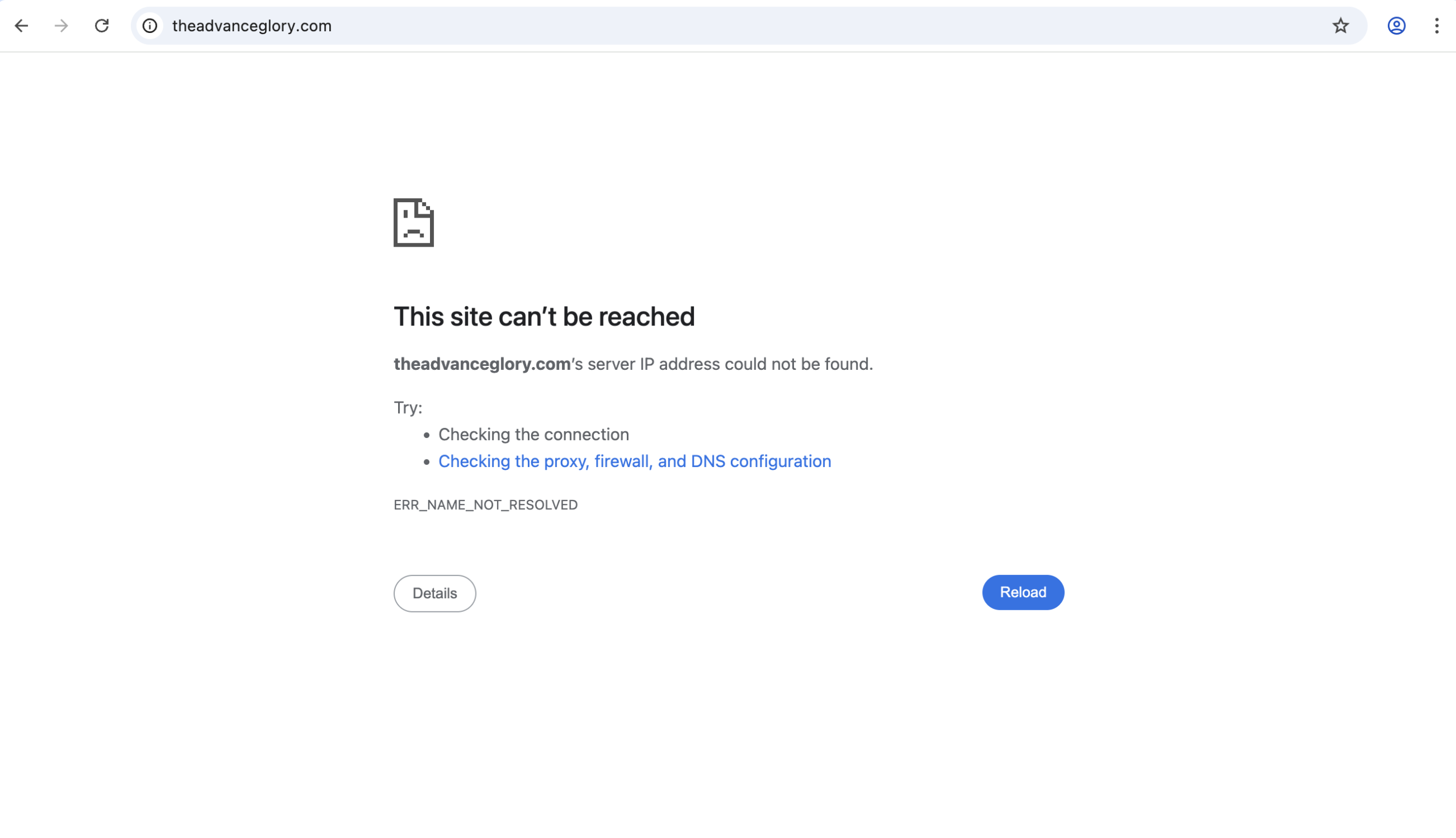 TheAdvanceGlory.com logo with caution symbols indicating warning for potential investors.