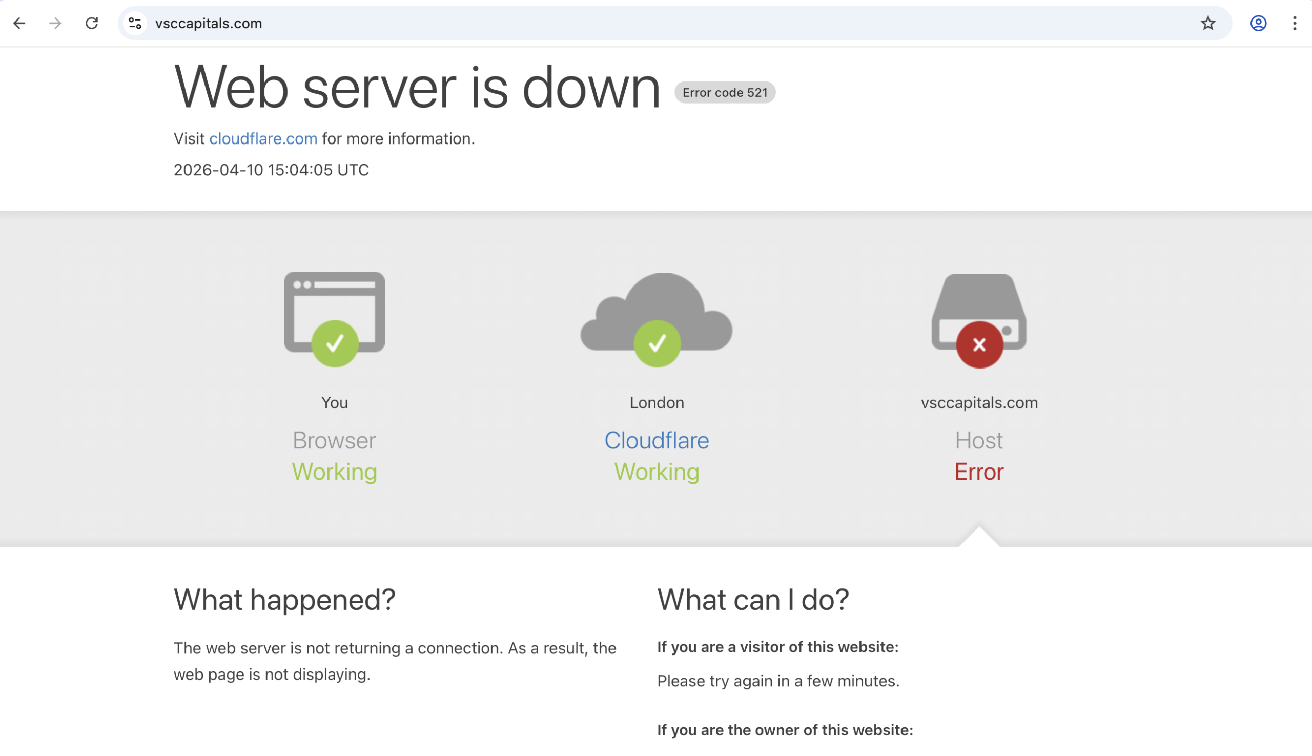VSC Capitals VSC Capitals logo with warning symbols indicating caution for potential investors.