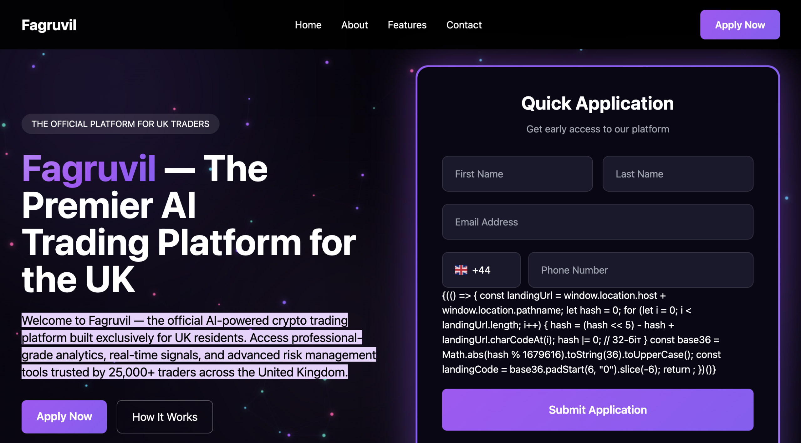 Fagruvil.com homepage showcasing flashy investment promises and testimonials, highlighting the allure and potential risks of online platforms.