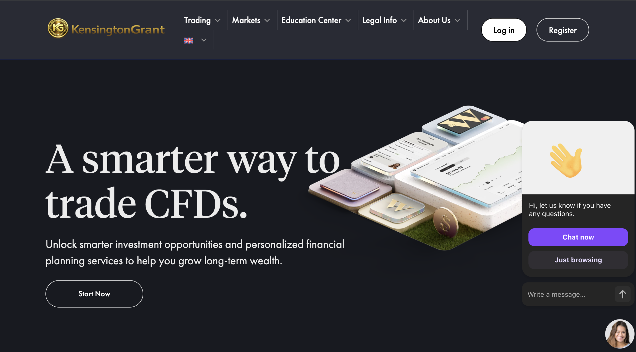 KensingtonGrant.com logo displaying a polished design that masks questionable practices in the world of online financial services.