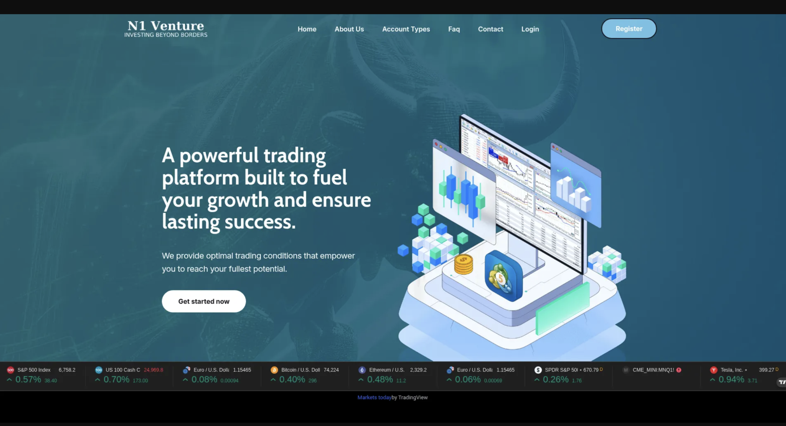 Screenshot of N1-Venture.com homepage showing investment platform interface and promotional content