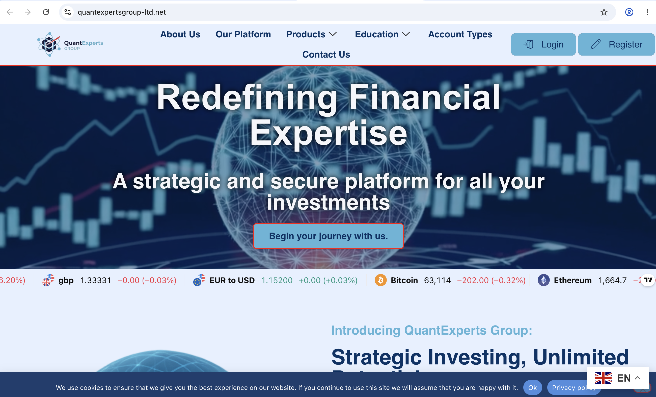 Quantexpertsgroup-ltd.net Screenshot of Quantexpertsgroup-ltd.net homepage, highlighting its flashy design and investment promises while revealing key red flags.