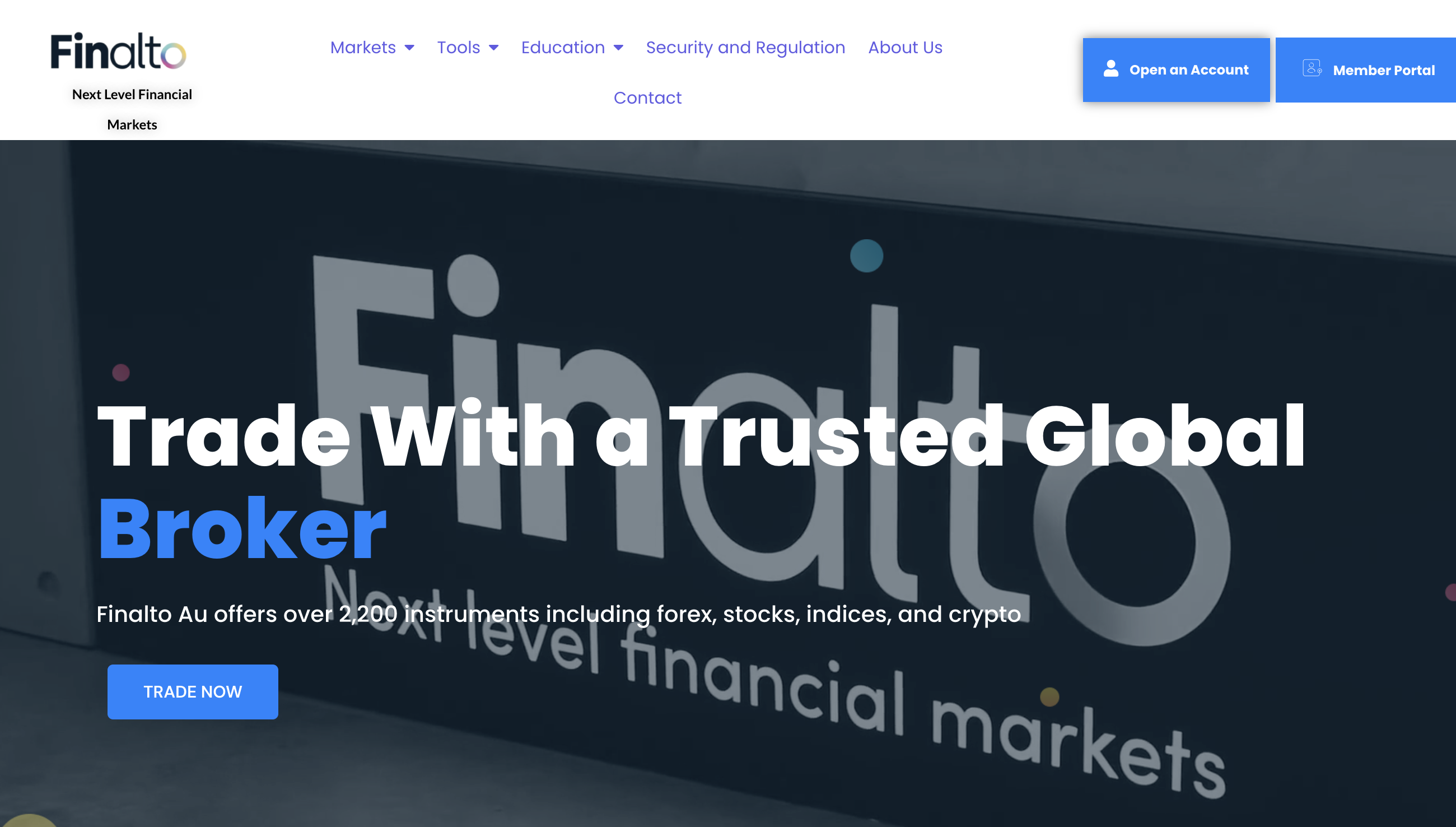 Screenshot of the FinaltoMarkets trading platform interface.
