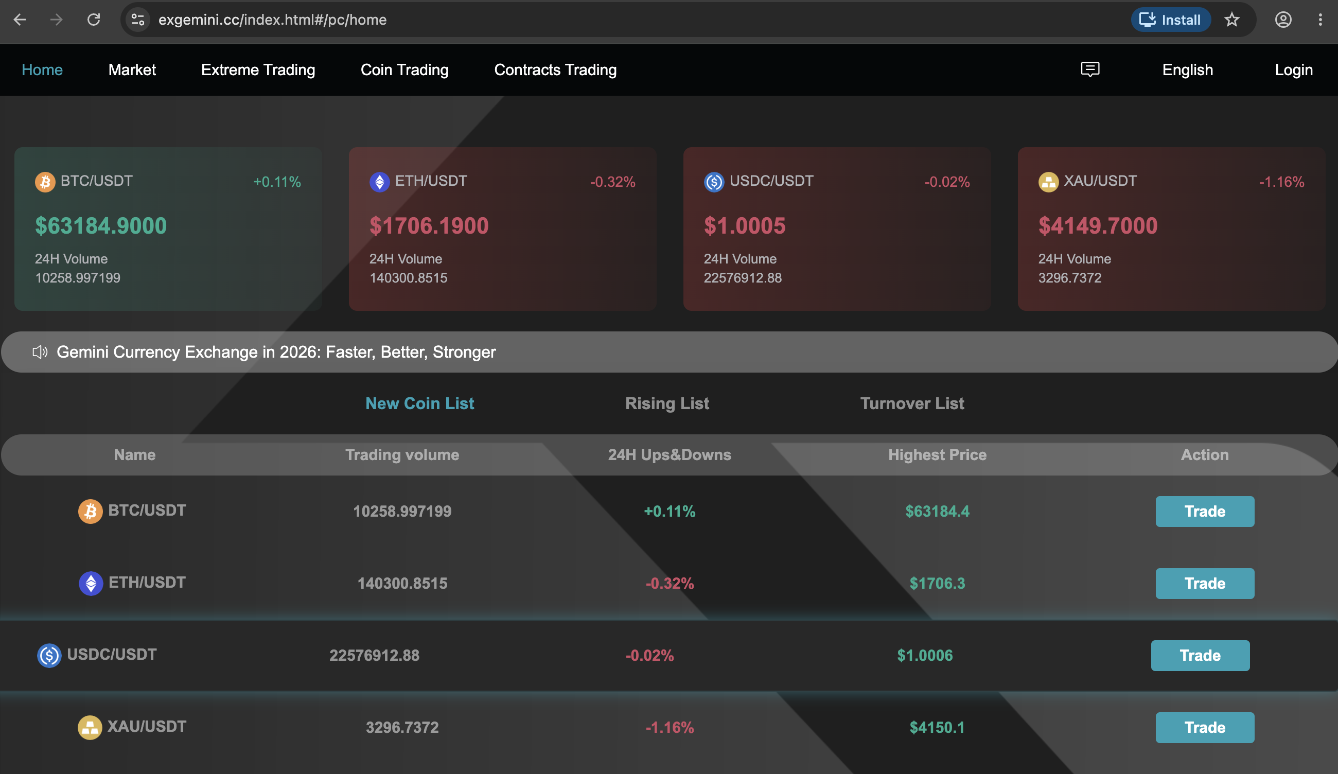 ExGemini.cc Screenshot of ExGemini.cc fake security chat window asking users to transfer cryptocurrency