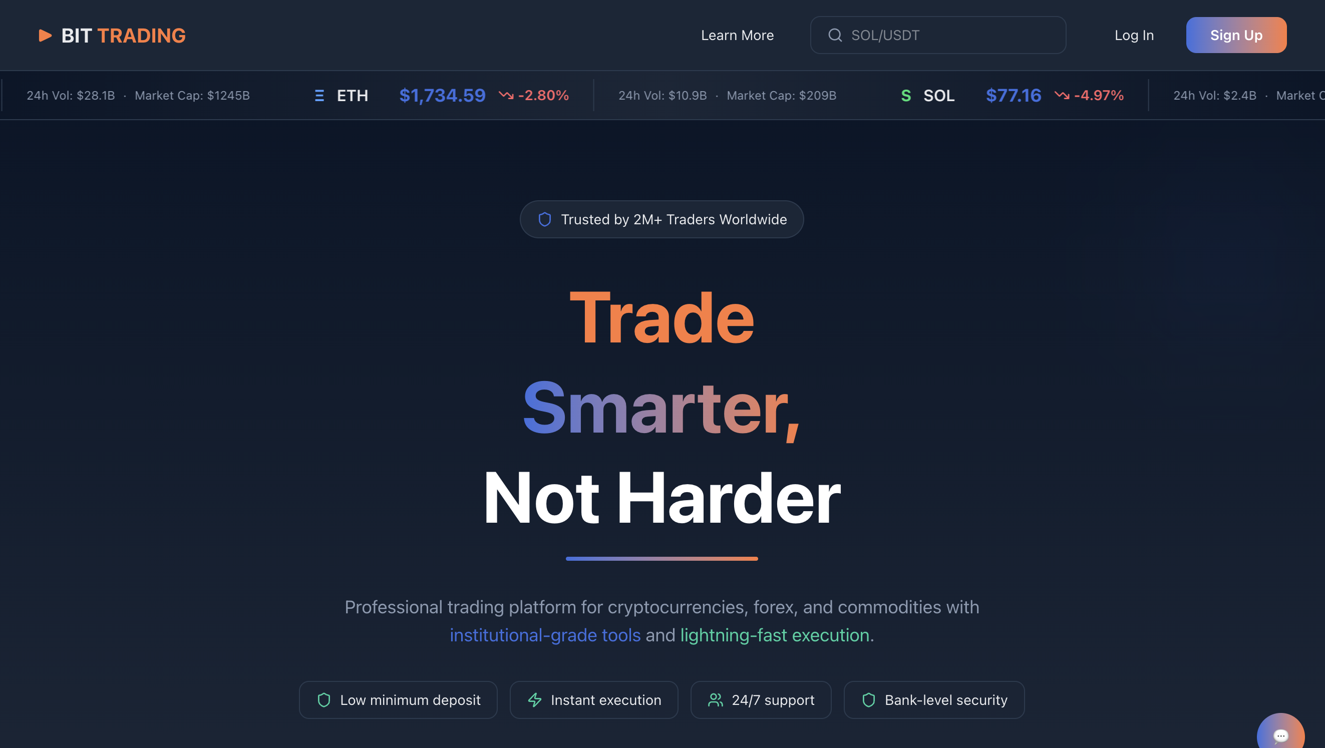 FortunTrade customer login page with no HTTPS security warning visible.