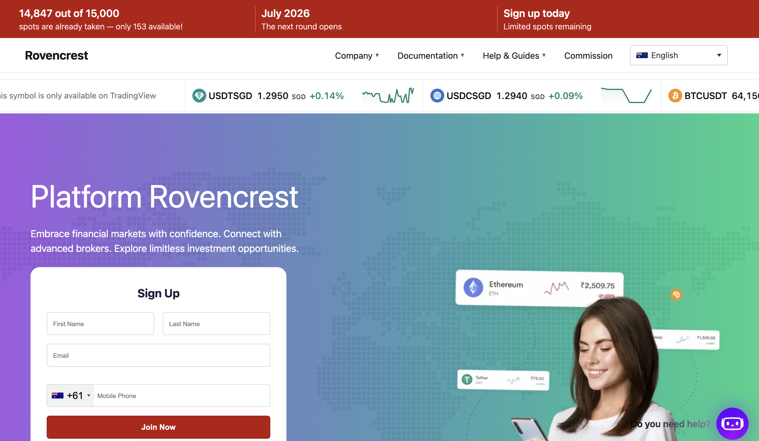 RovenCrest AI dashboard interface screenshot
