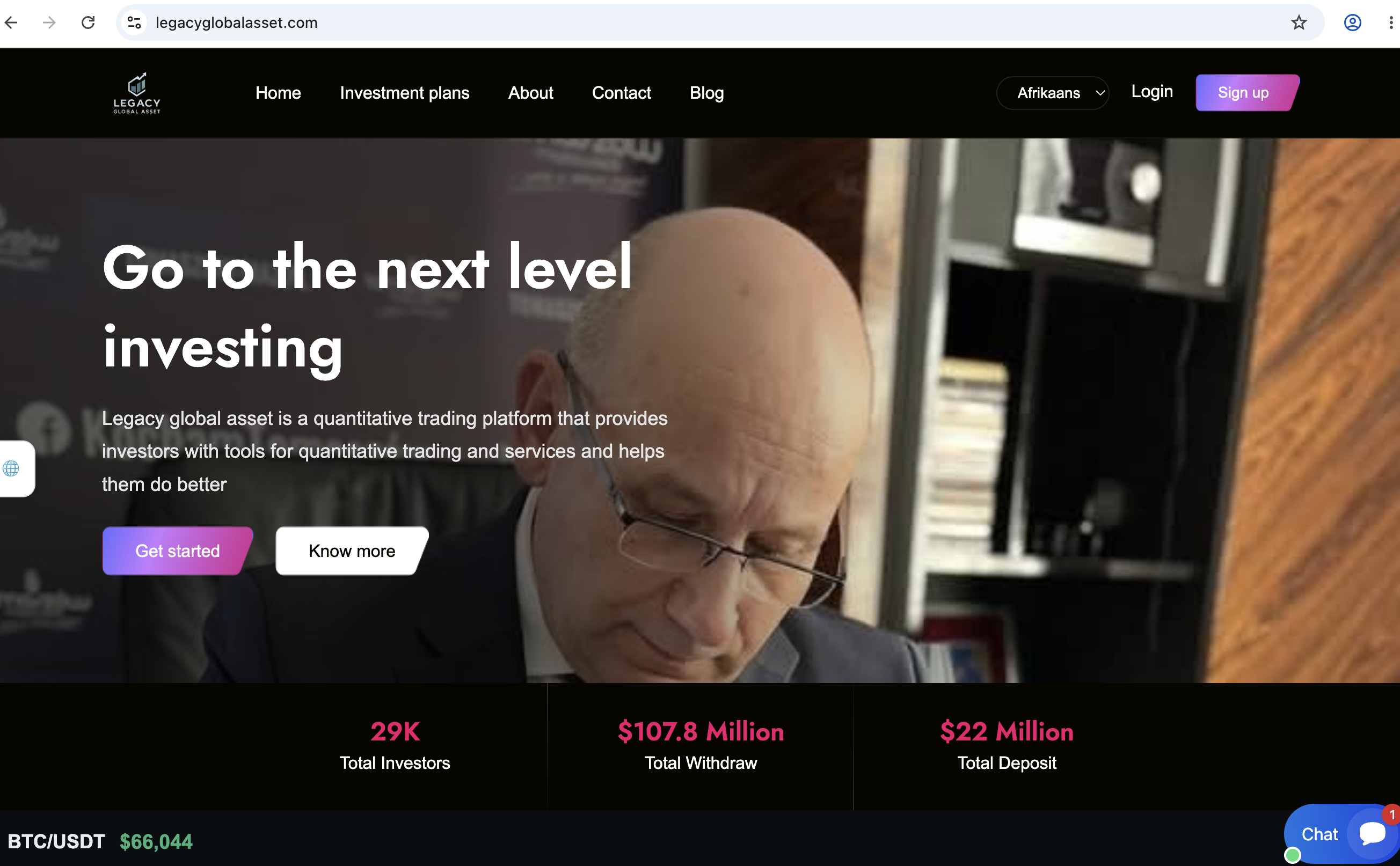 Legacy Global Asset website homepage screenshot