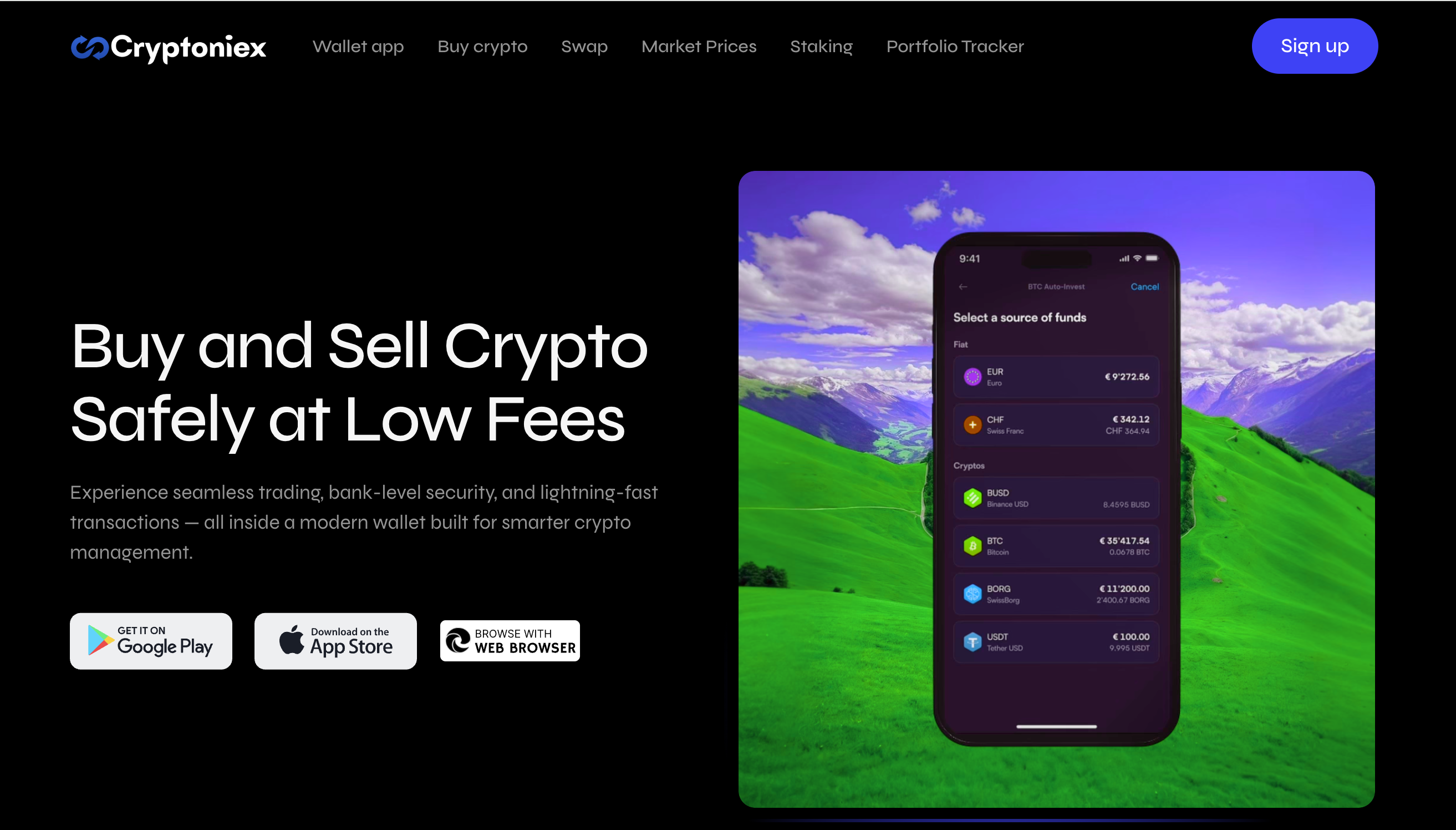 Cryptoniex.io trading platform interface