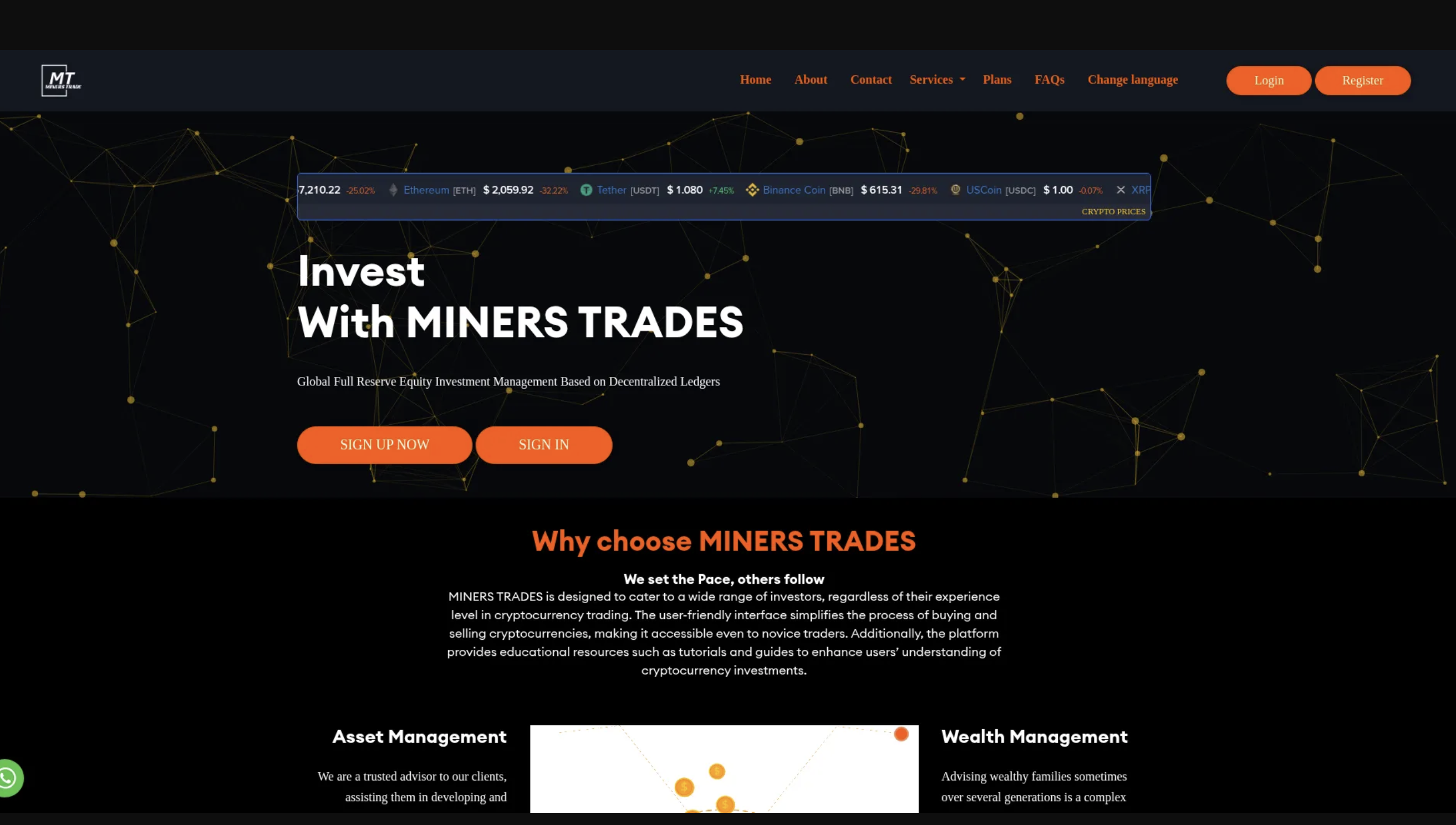 A person analyzing Minerstrades.co.uk on a laptop with financial charts.