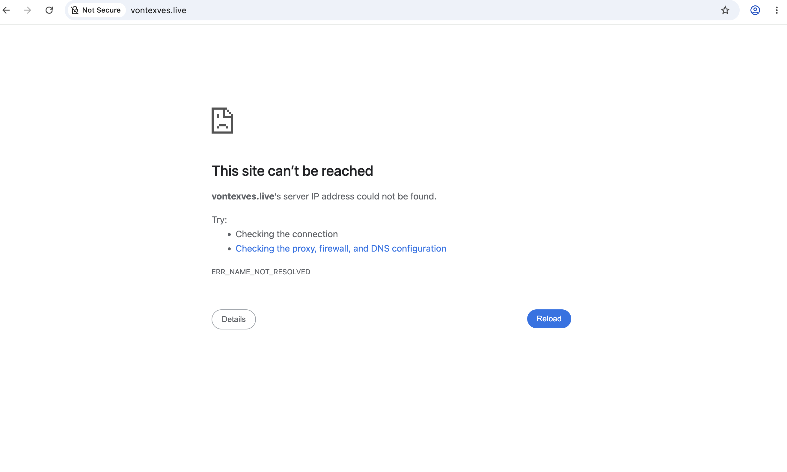 Vontexves.live website interface.