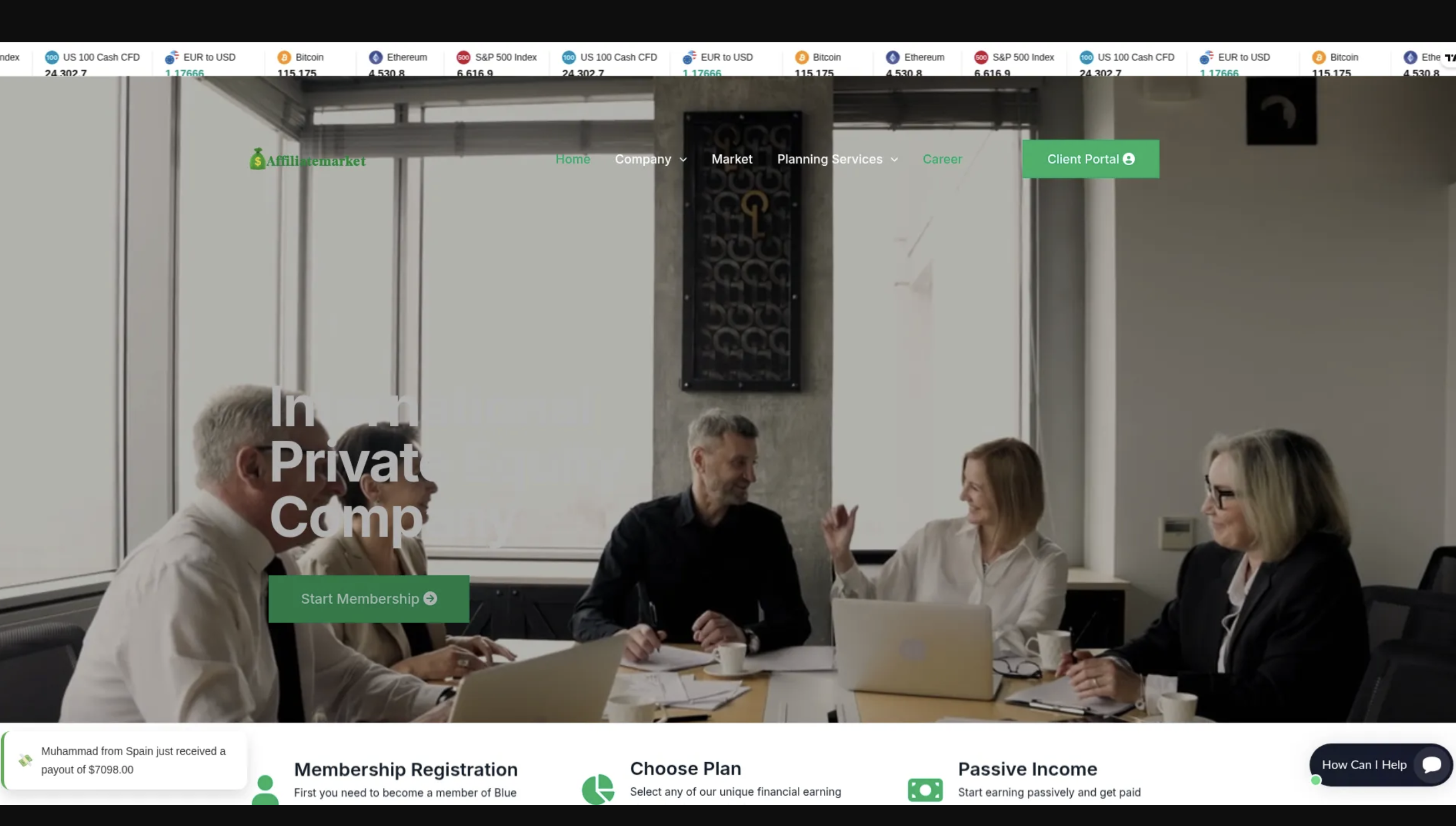 AffiliateMarkets.org AffiliateMarkets.org support page with live chat window