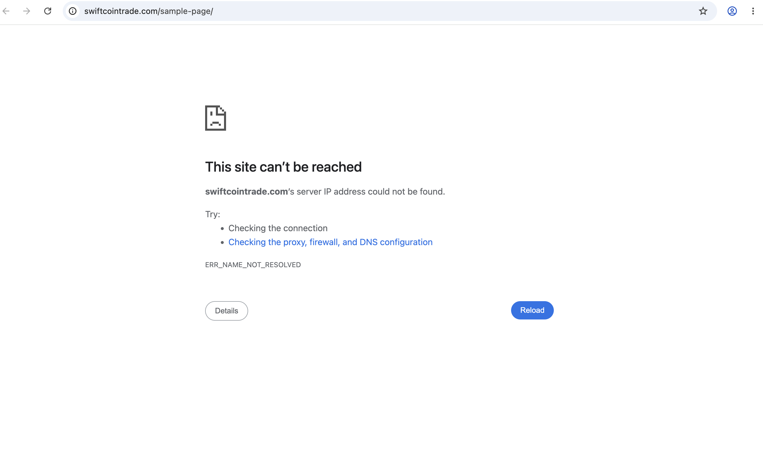 SwiftCoinTrade.com blank page