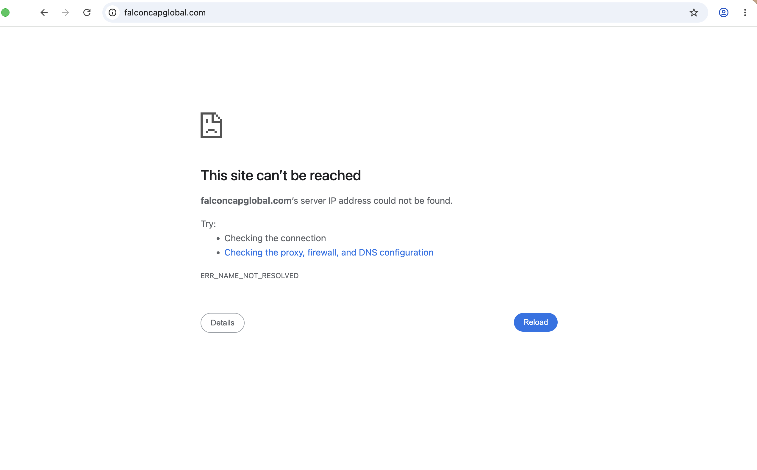 FalconCap Global error page