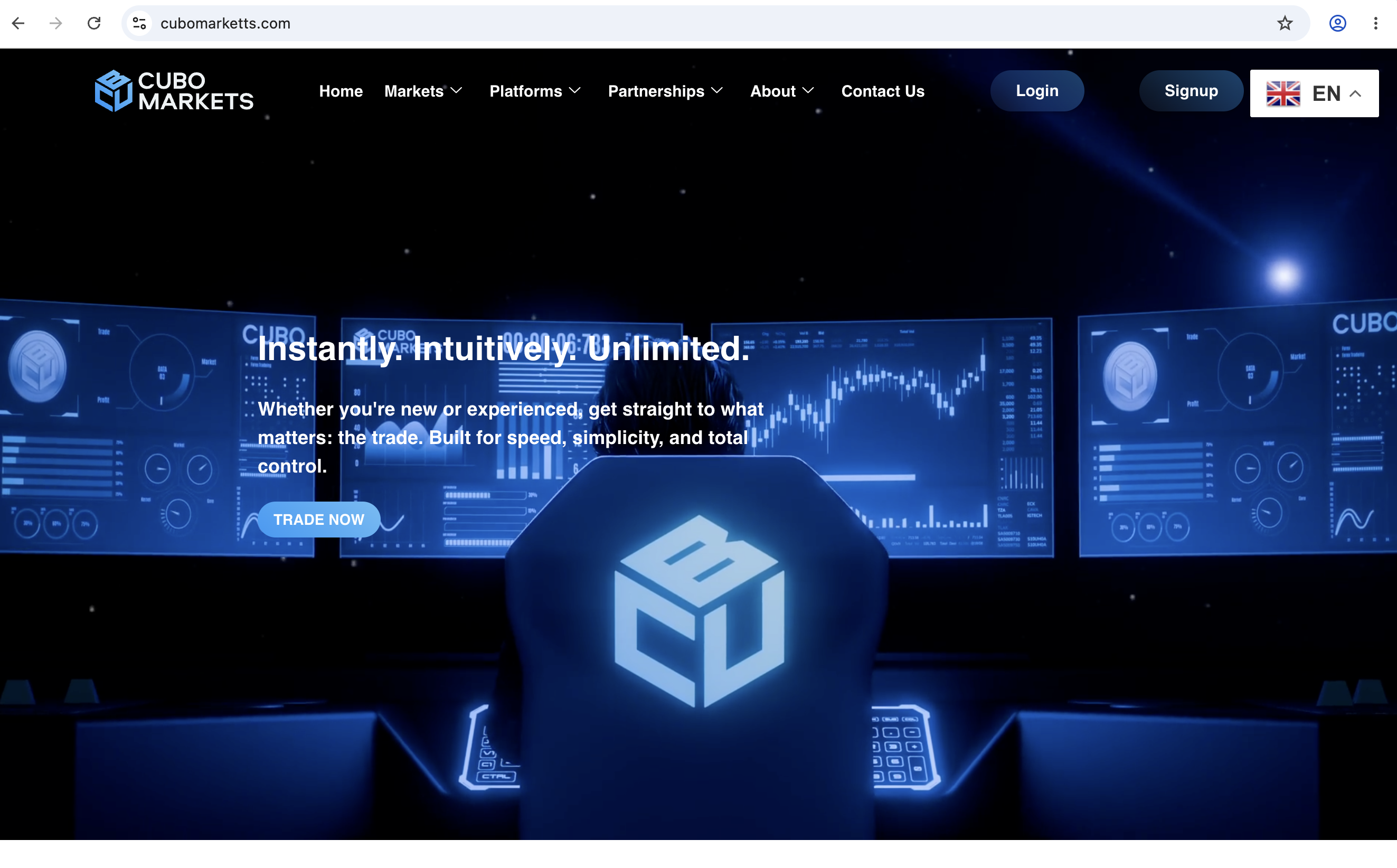 CuboMarkets.com website on a laptop screen