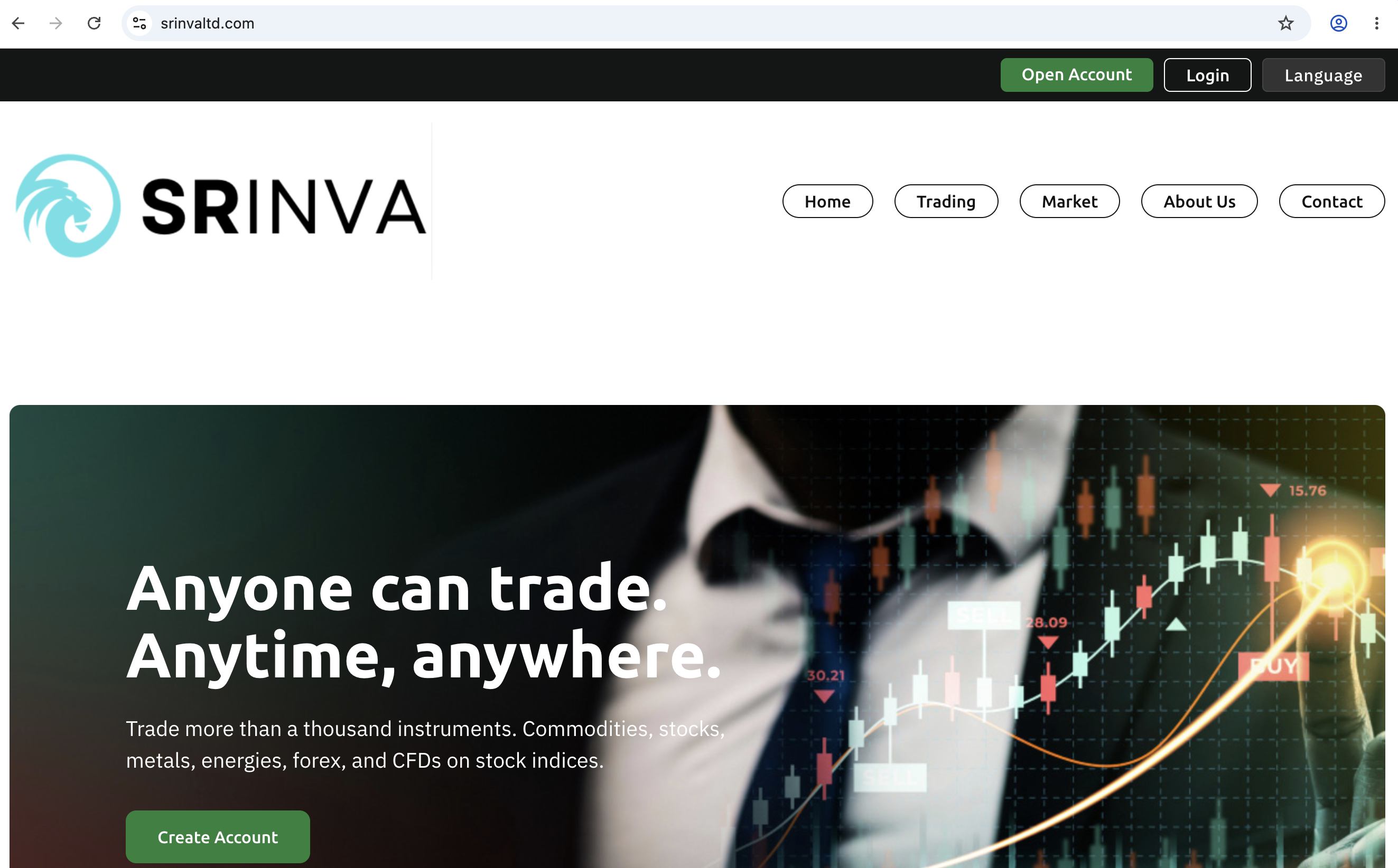 Srinvaltd.com website homepage screenshot