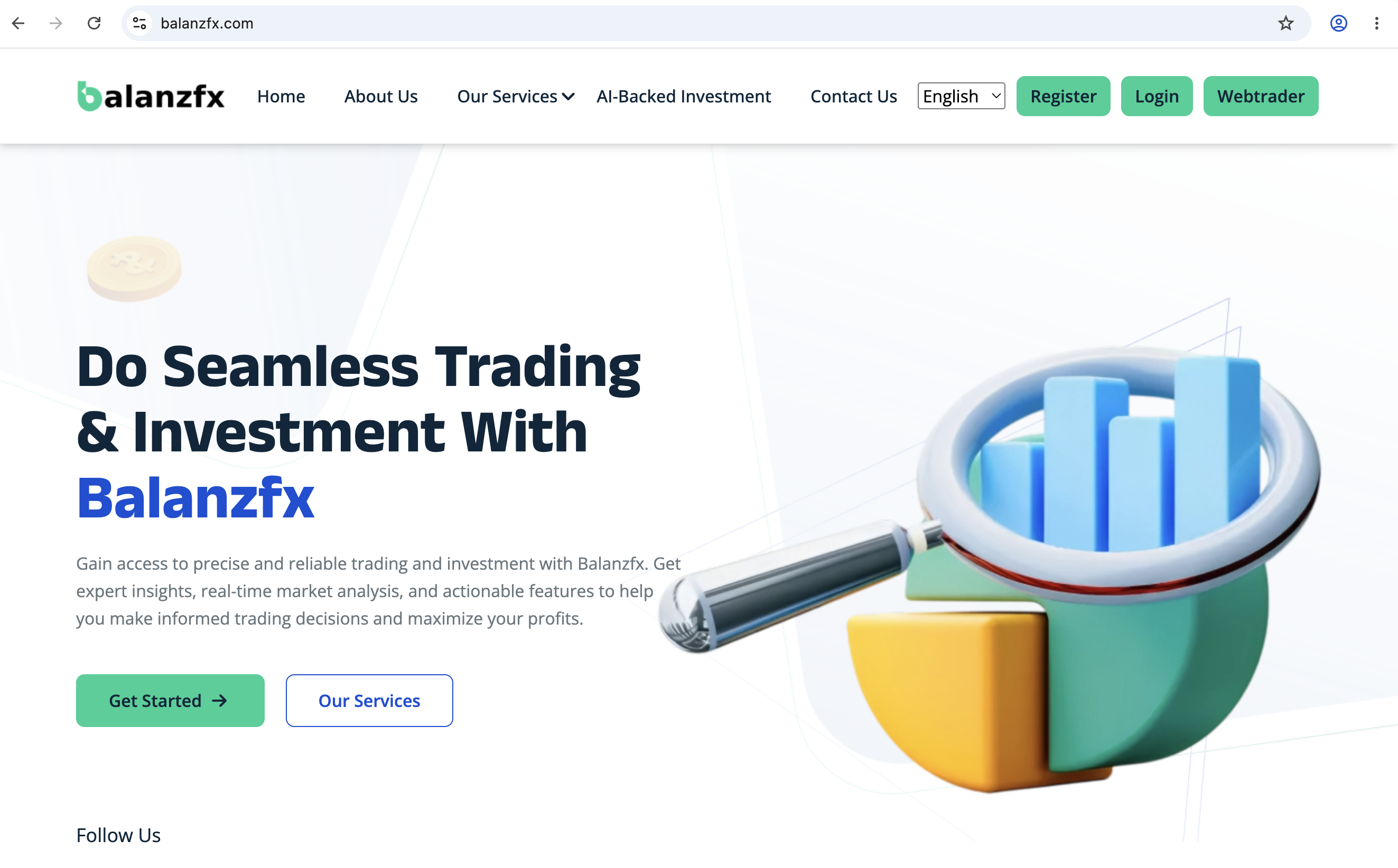 BalanzFX BalanzFX.com website interface on a laptop screen with trading charts and financial data.