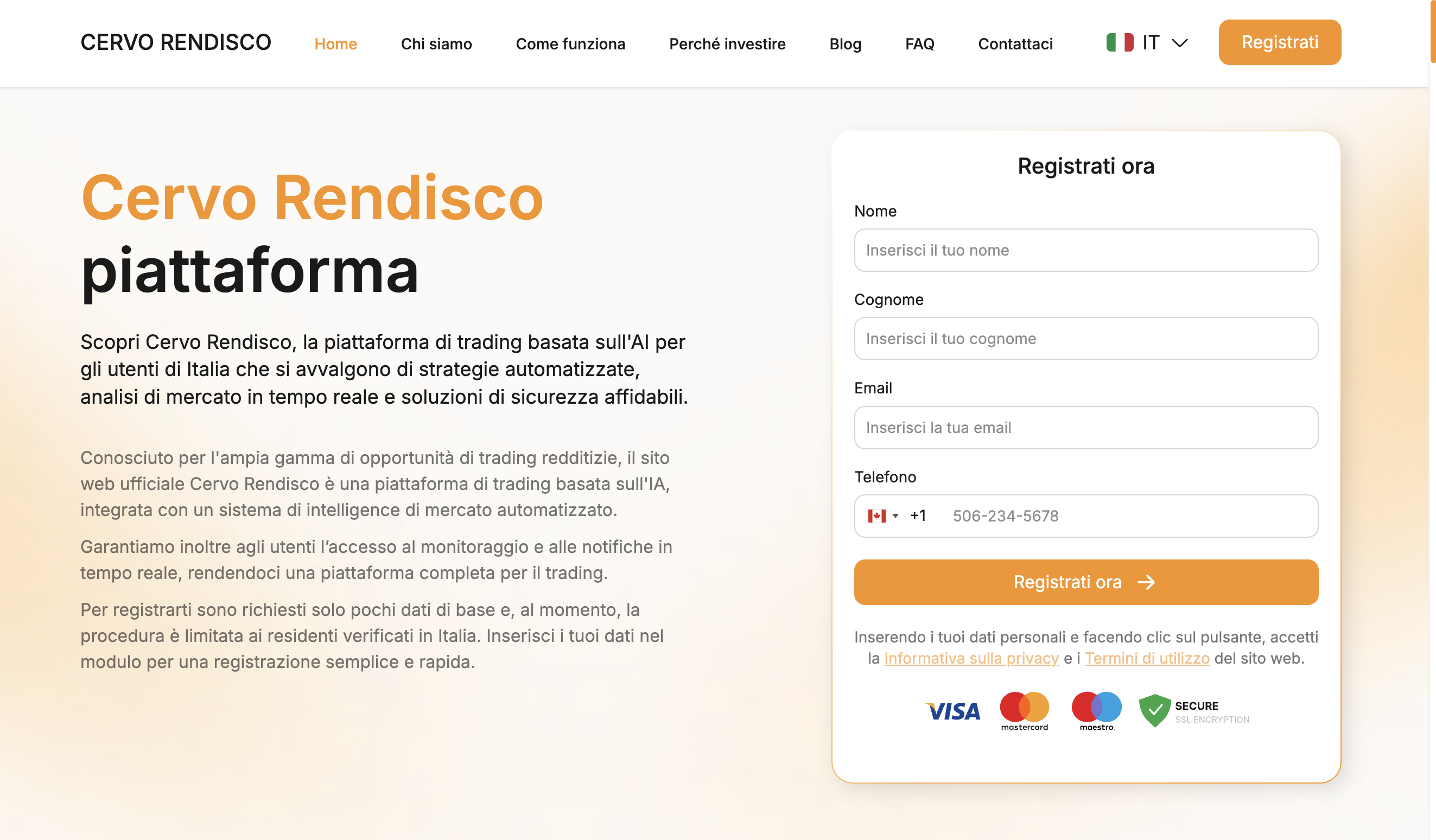 Cervo Rendisco trading platform dashboard on desktop and mobile.