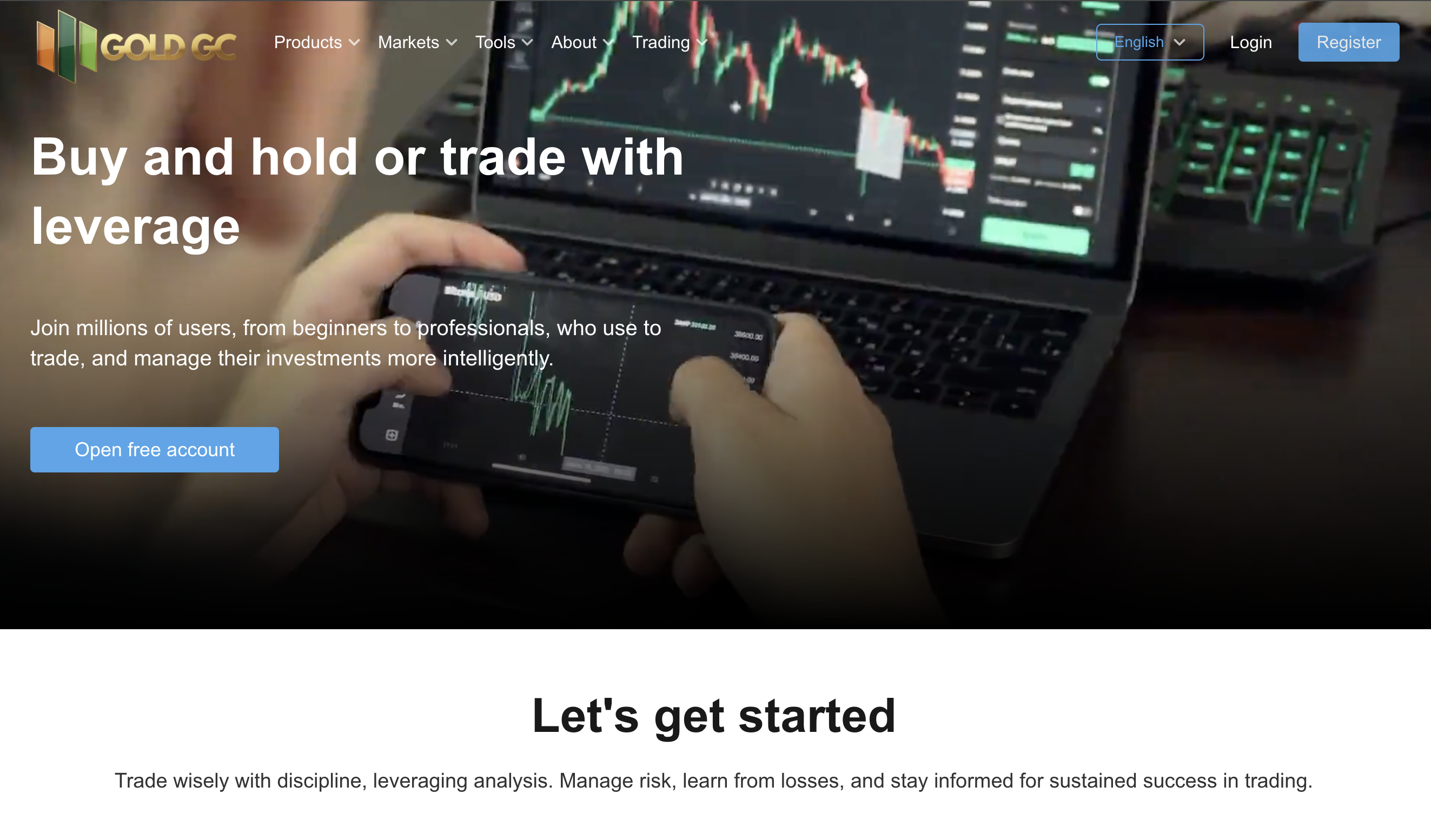 Goldg Capital website screenshot showing unregulated investment claims